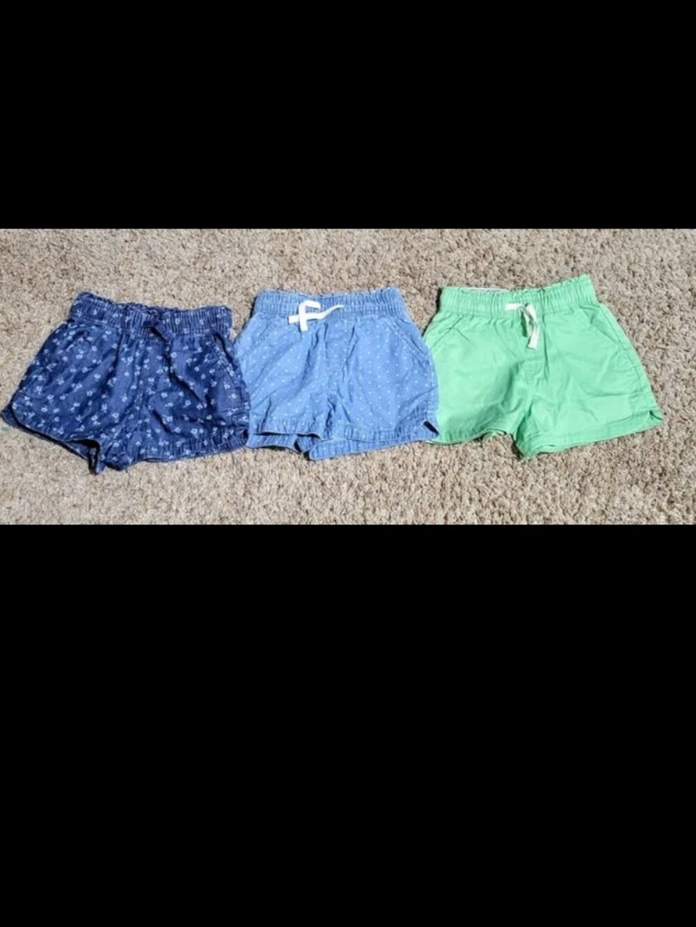 GAP Girls' Three-Pack Drawstring Shorts - Navy, Light Blue, Green